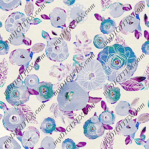 Rustic Floral Blueberry with color burn_AngiMullhatten