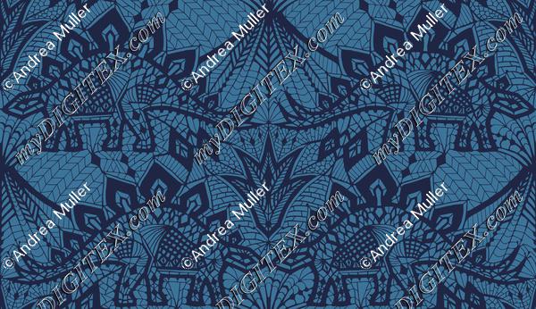 Stegosaurus Lace - Navy Blue