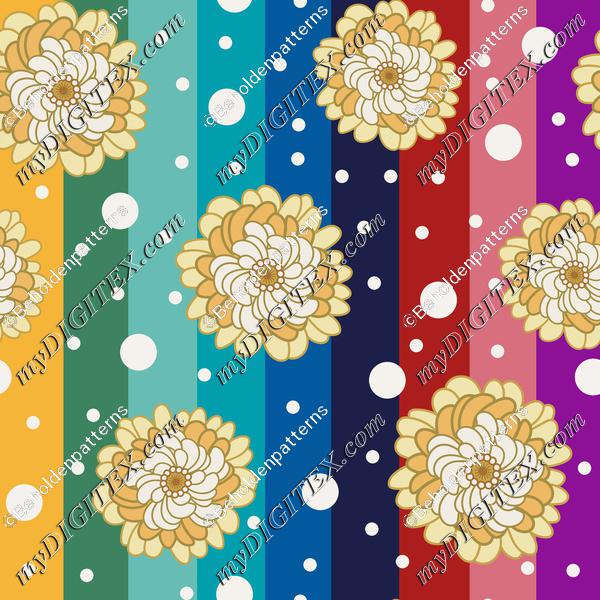 Retro Vertical Stripe Big Daisys kopiera