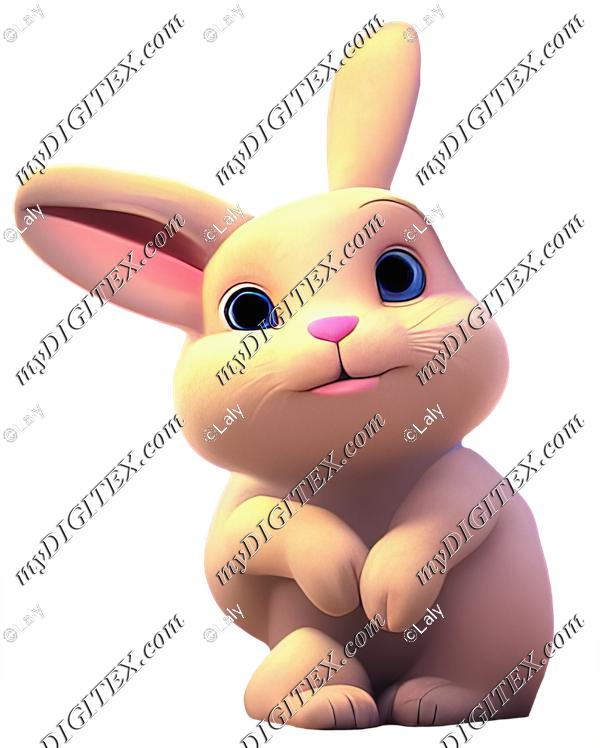 Cute white bunny 3d illustration