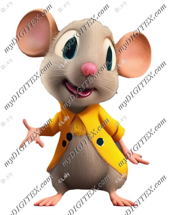 Cute mouse in a yellow jacket illustration