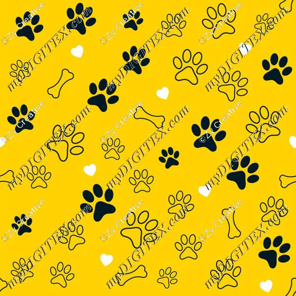 Puppy Dog Yellow Pawprint dog print bone