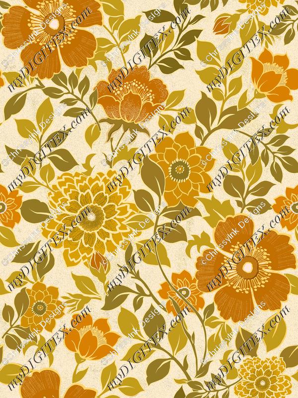 70s flowers retro vintage orange yellow flowers