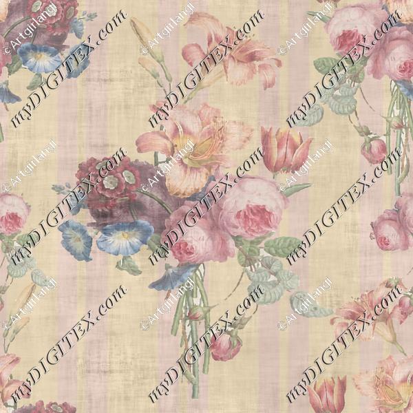 Floral Bouquet with Light Pink Stripe 1