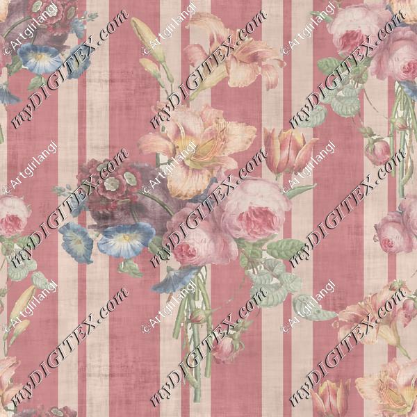 Floral Bouquet with Pink Stripe 1