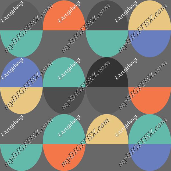 Oval Funky Colors Geometric Yellow Black Periwinkle Teal Orange Gray Background