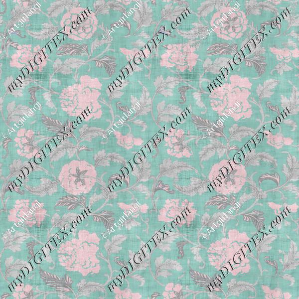 Dollhouse Wallpaper Tiny Teal Floral