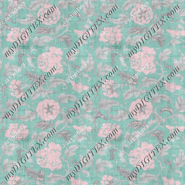 Dollhouse Wallpaper Tiny Teal Floral