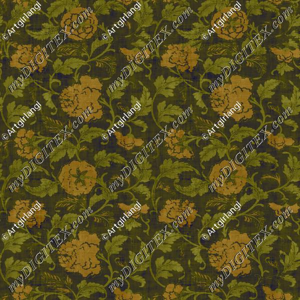 Vine Floral Orange Green Texture Overlay