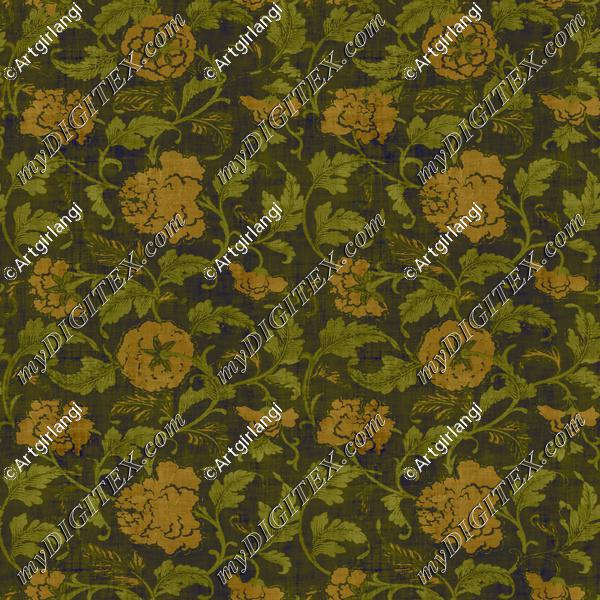 Vine Floral Orange Green Texture Overlay