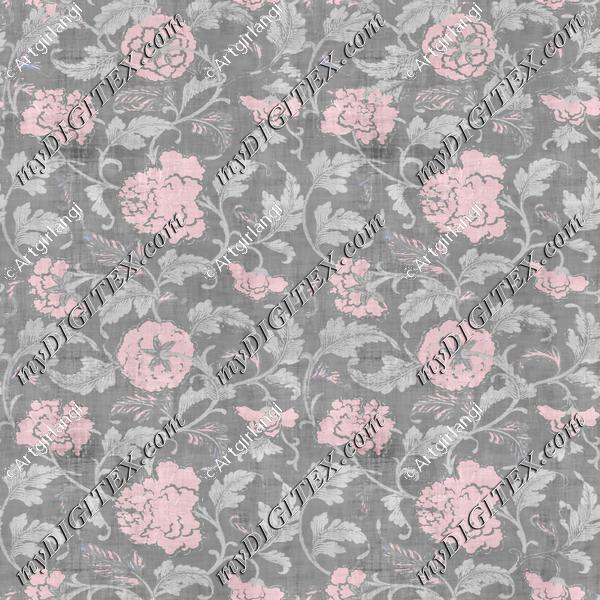Vine Floral Pink Gray Texture Overlay
