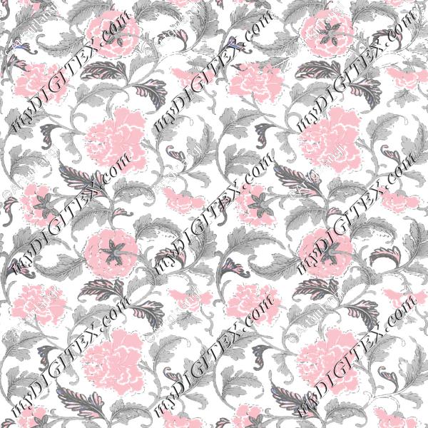 Vine Floral Pink Gray
