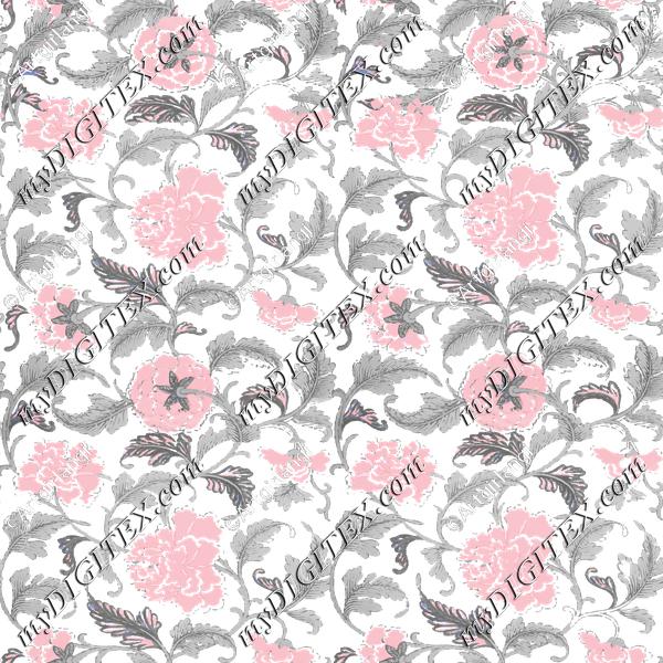 Vine Floral Pink Gray