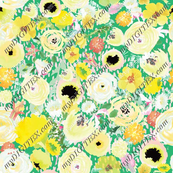Yellow Green Watercolor Floral