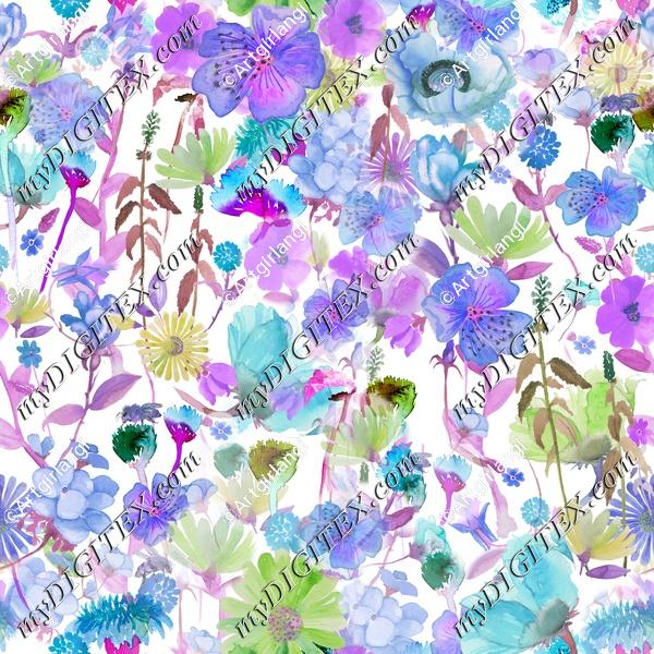 Watercolor Wildflowers Bees 2