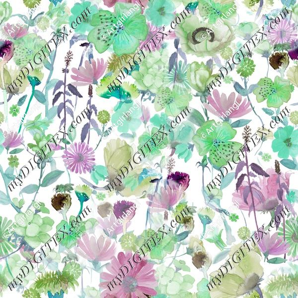 Watercolor Wildflowers Bees 3