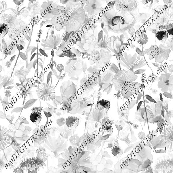 Watercolor Wildflowers Wedding White Gray Watercolor Delicate