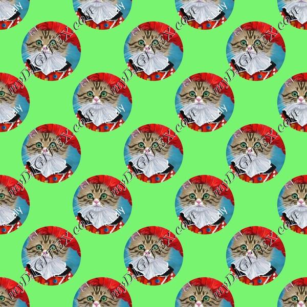 Cute cat in a red costume painting pattern