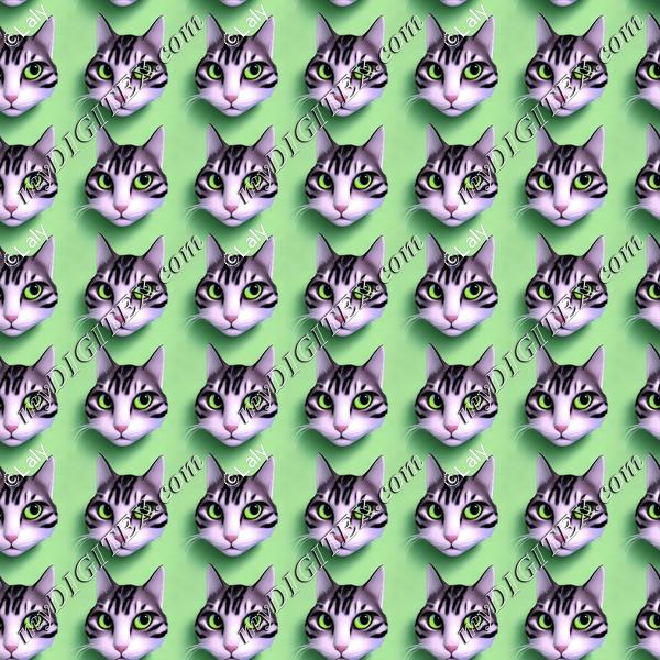 Cute cat on a green background