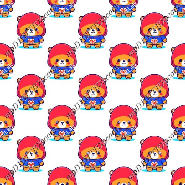 Bear with a hoodie on a white background pattern