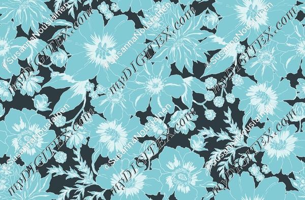 Hand-drawn-lush-flowers-pantone-blues