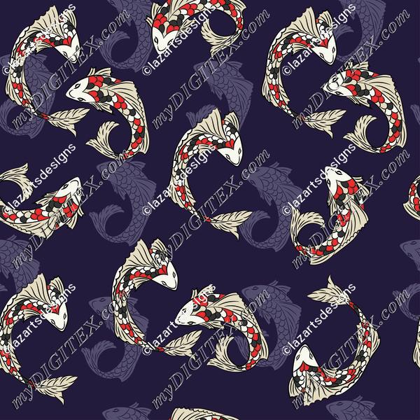 Koi fish seamless repeat pattern