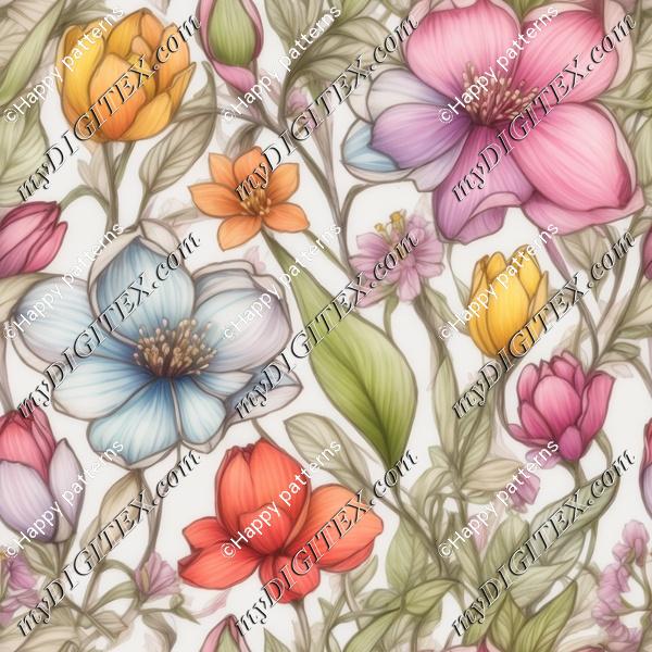 Watercolor Spring flowers