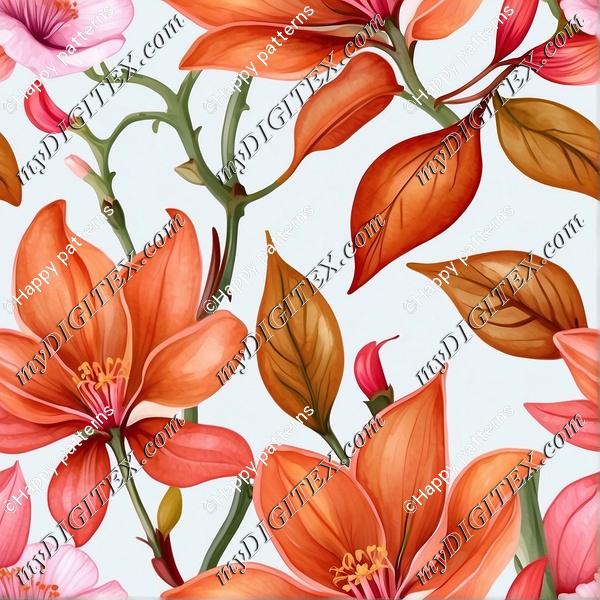 Tropical peach floral 2