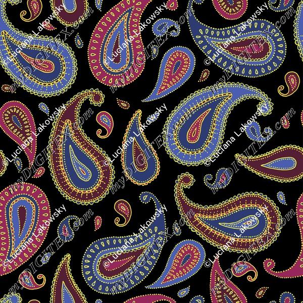 Dark midnight paisley pattern
