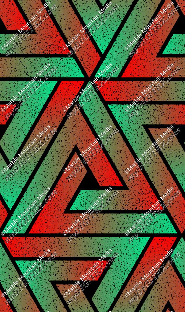 Grunge Triangle Geometric - Red Teal