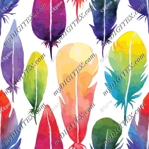 Watercolor feather pattern