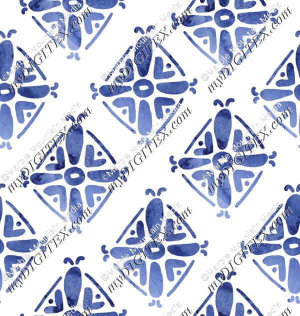 Handrawn Ethnic Diamond - Simple Blue