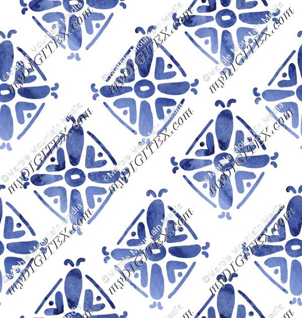 Handrawn Ethnic Diamond - Simple Blue