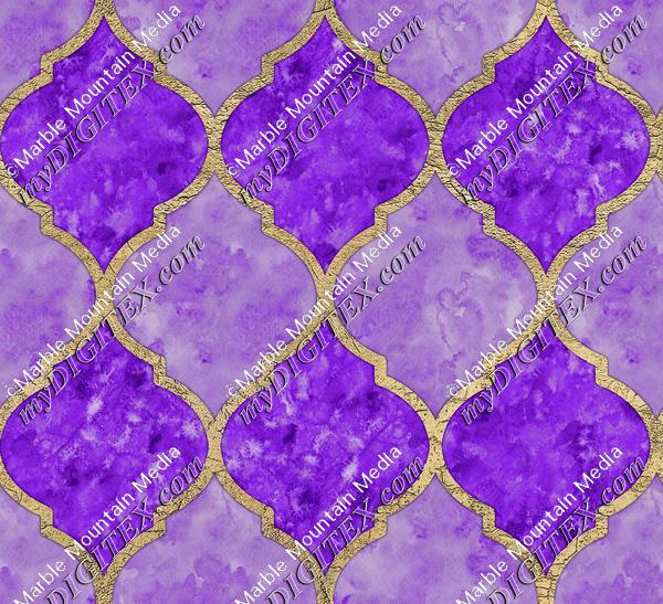 Purple & Faux Gold Quatrefoil