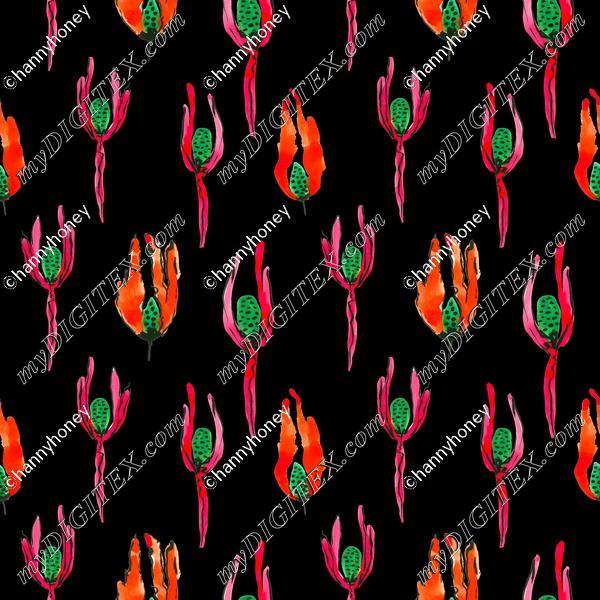 Fuchsia Flower - Black