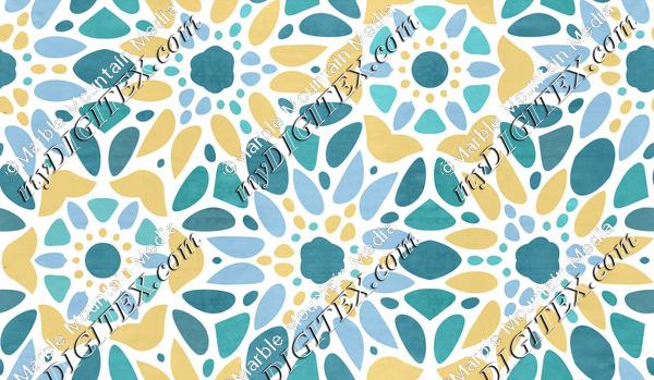 Majolica Floral Mosaic - Mustard & Teal