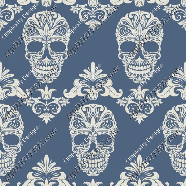 Skull Damask (blue)