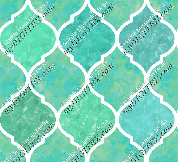 Turquoise & White Marbled Quatrefoil