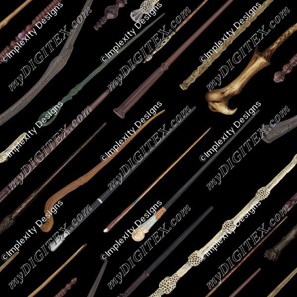 Wizarding Wands (diagonal on black)