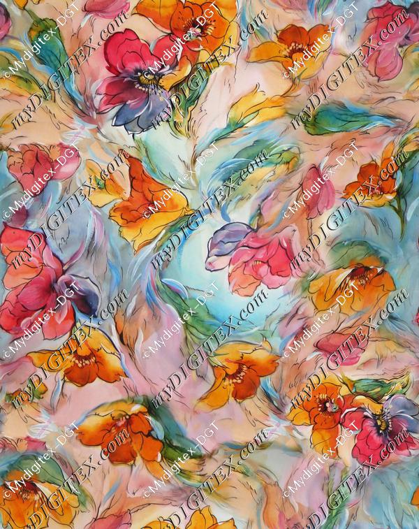 Watercolor | Florals - fabric pattern design D014734 - MyDigitex