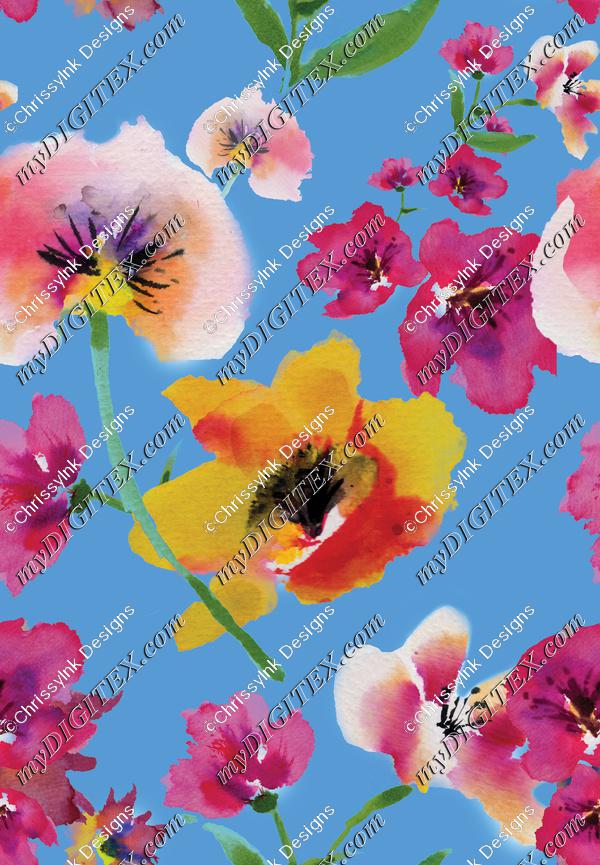 WatercolorFlowerPrintBlue150