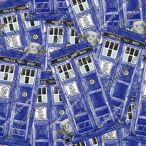 Watercolor TARDIS + Adipose