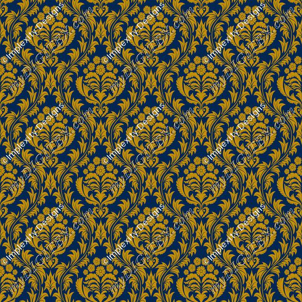 Mountaineer Damask (gold on blue)