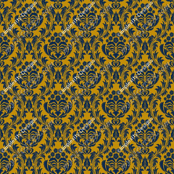 Mountaineer Damask (blue on gold)