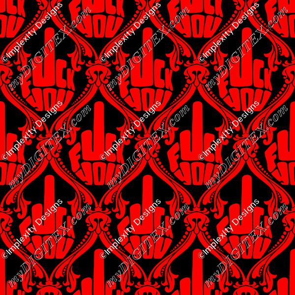FU Damask (red on black)