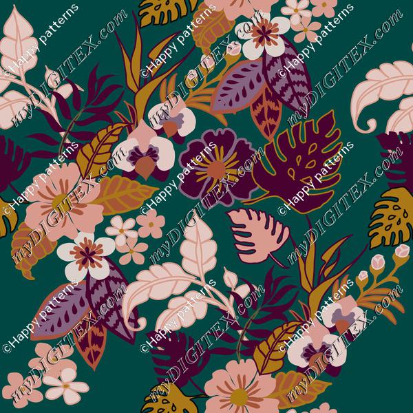 tropical plants on Quetzal green