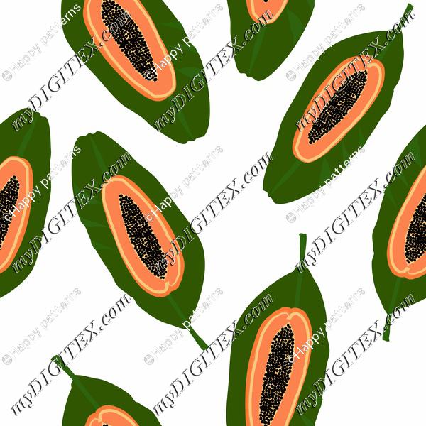 papaya tropical fuit on white