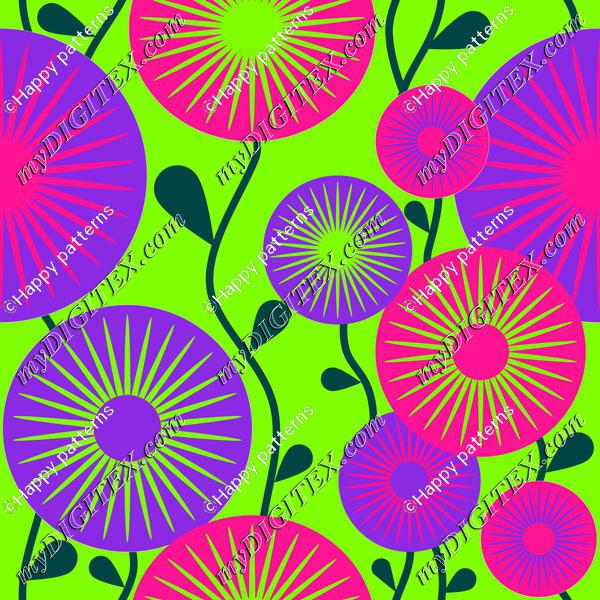 Retro flowers neon colors