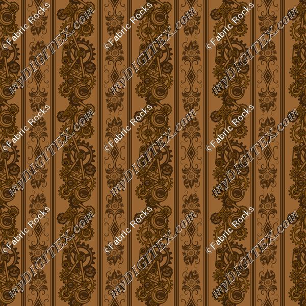 Steampunk Damask Stripes (on tan)