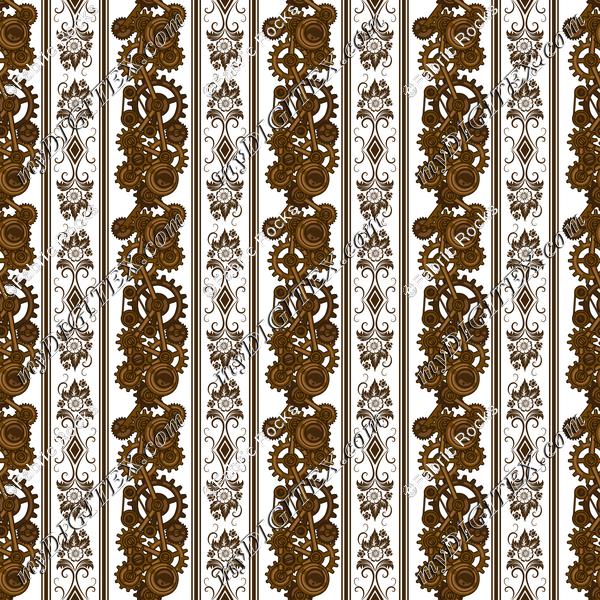 Steampunk Damask Stripes (on white)